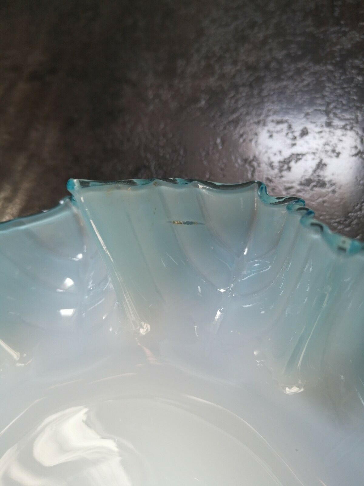 Lampshade suspension opaline lace soft blue toothed up/down 30/40'