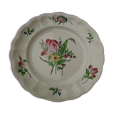 Earthenware plate Keller Guerin Lunéville (KG) tulip pattern diam 24,5 cm