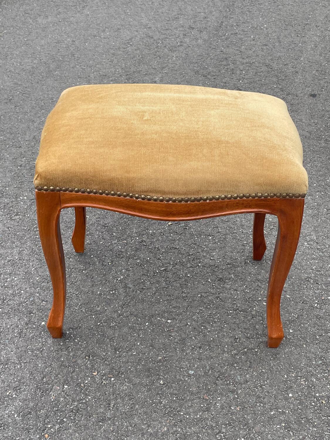 Louis XV style wooden and velvet footrest