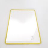 Wall-mounted barber mirror - Rectangle - yellow plastic outline - 1970 29x38cm
