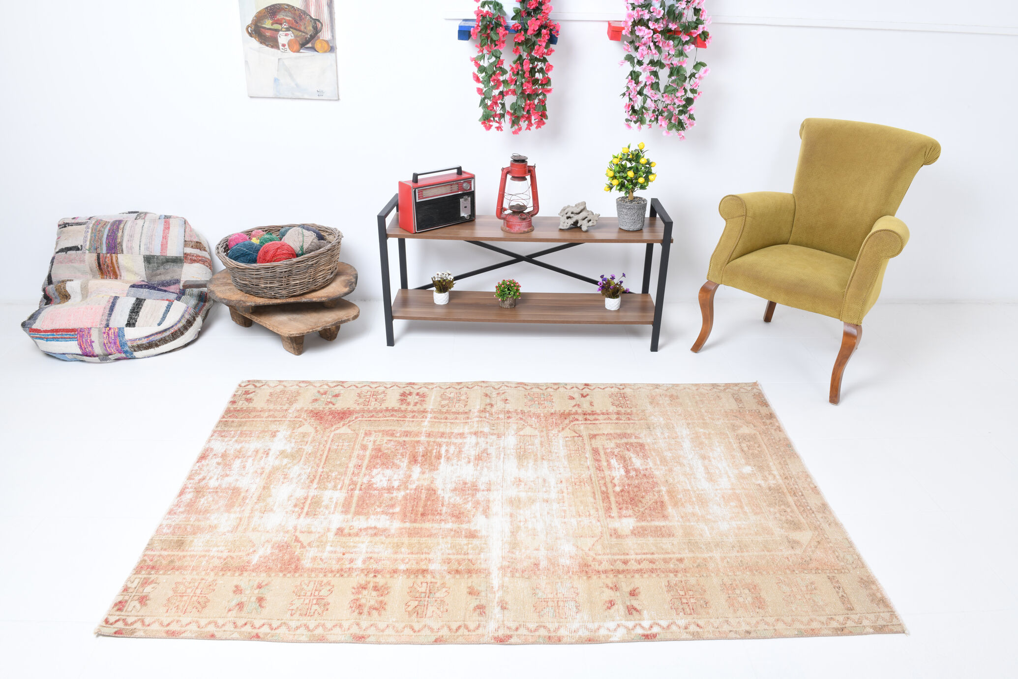 4x7 faded beige turkish rug