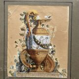 Aquarelle XIXeme Fontaine à l'Antique Signée H. Lozé