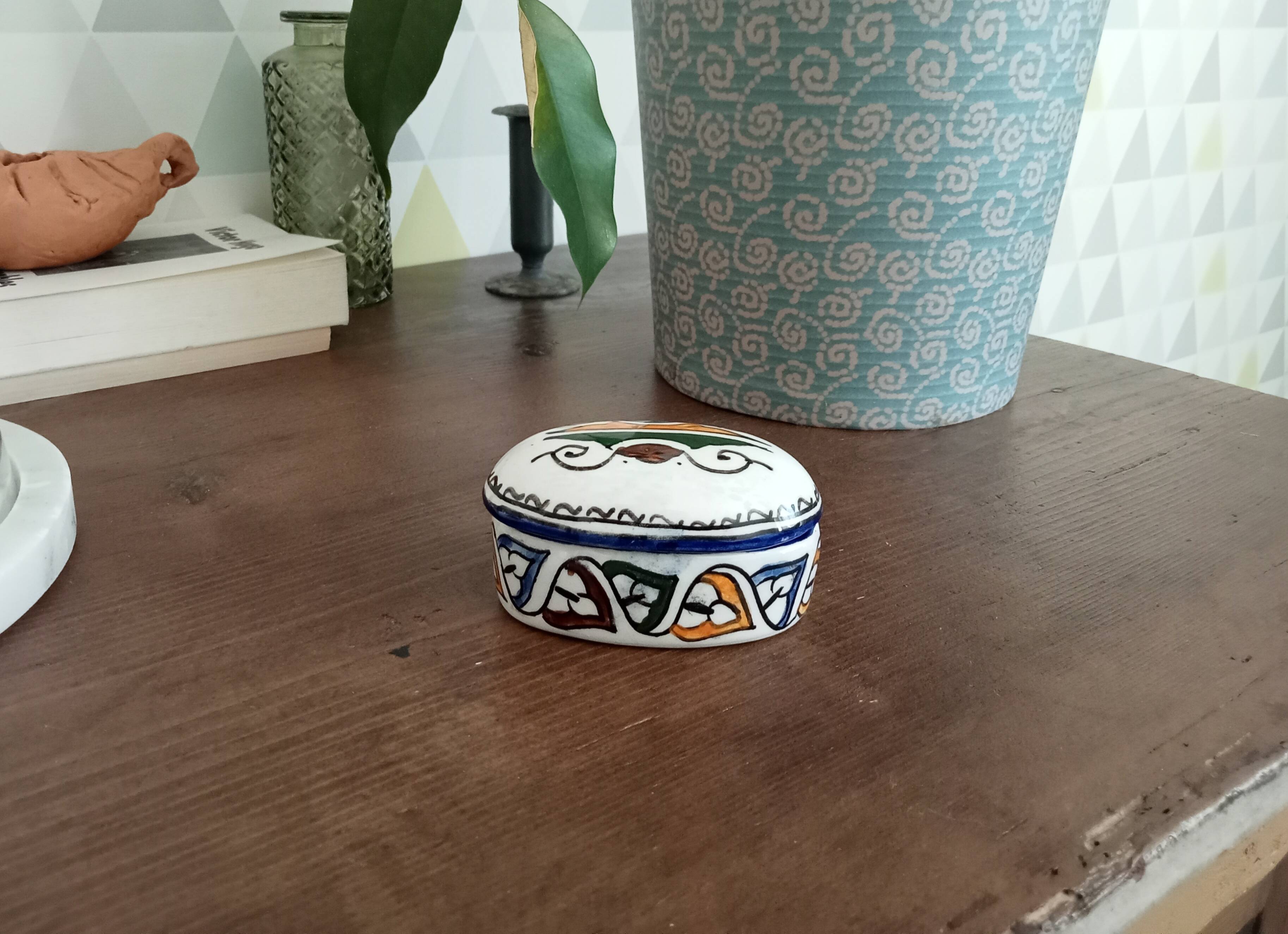 Vintage Moroccan porcelain candy box
