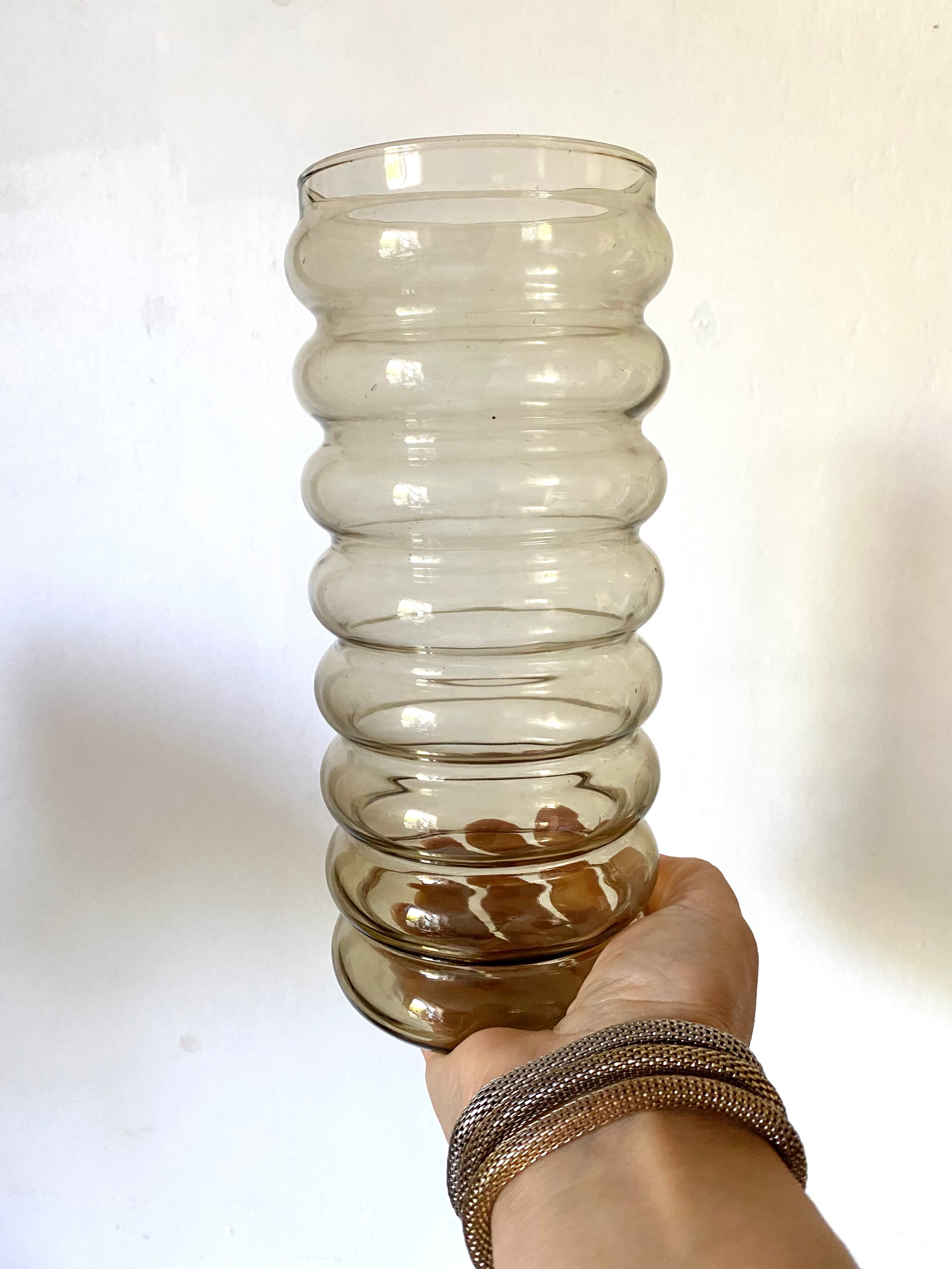 Vintage vase high in smoked glass