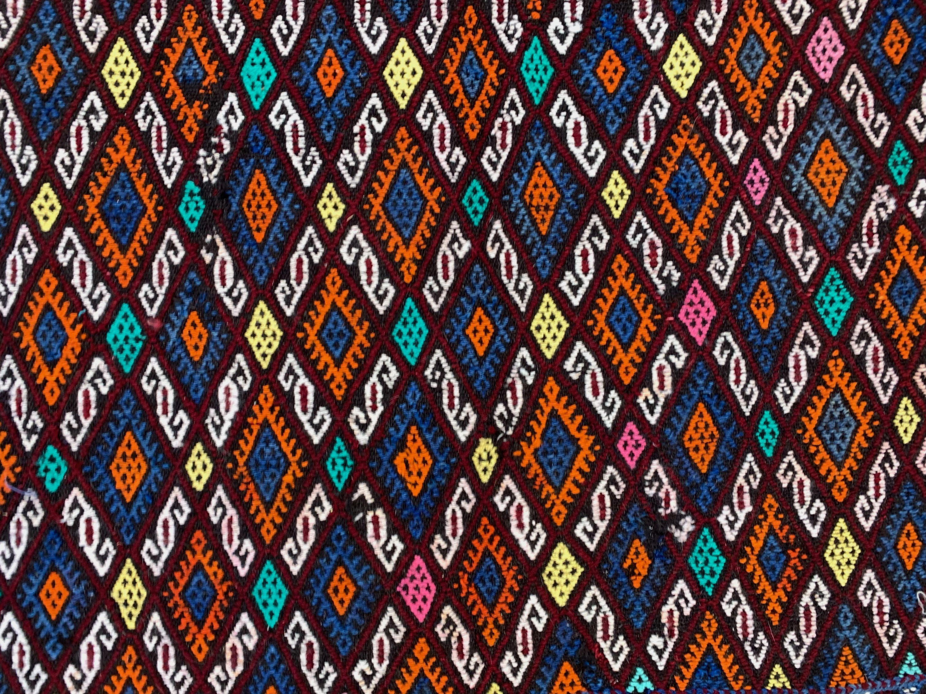 Large Vintage Turkish Kilim Rug 236x175 cm Wool Jajim Kelim