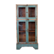 Old art deco showcase in original turquoise-white patina burmese teak