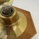 Vintage hexagonal wall lamp with pine wood and brass, 1970s