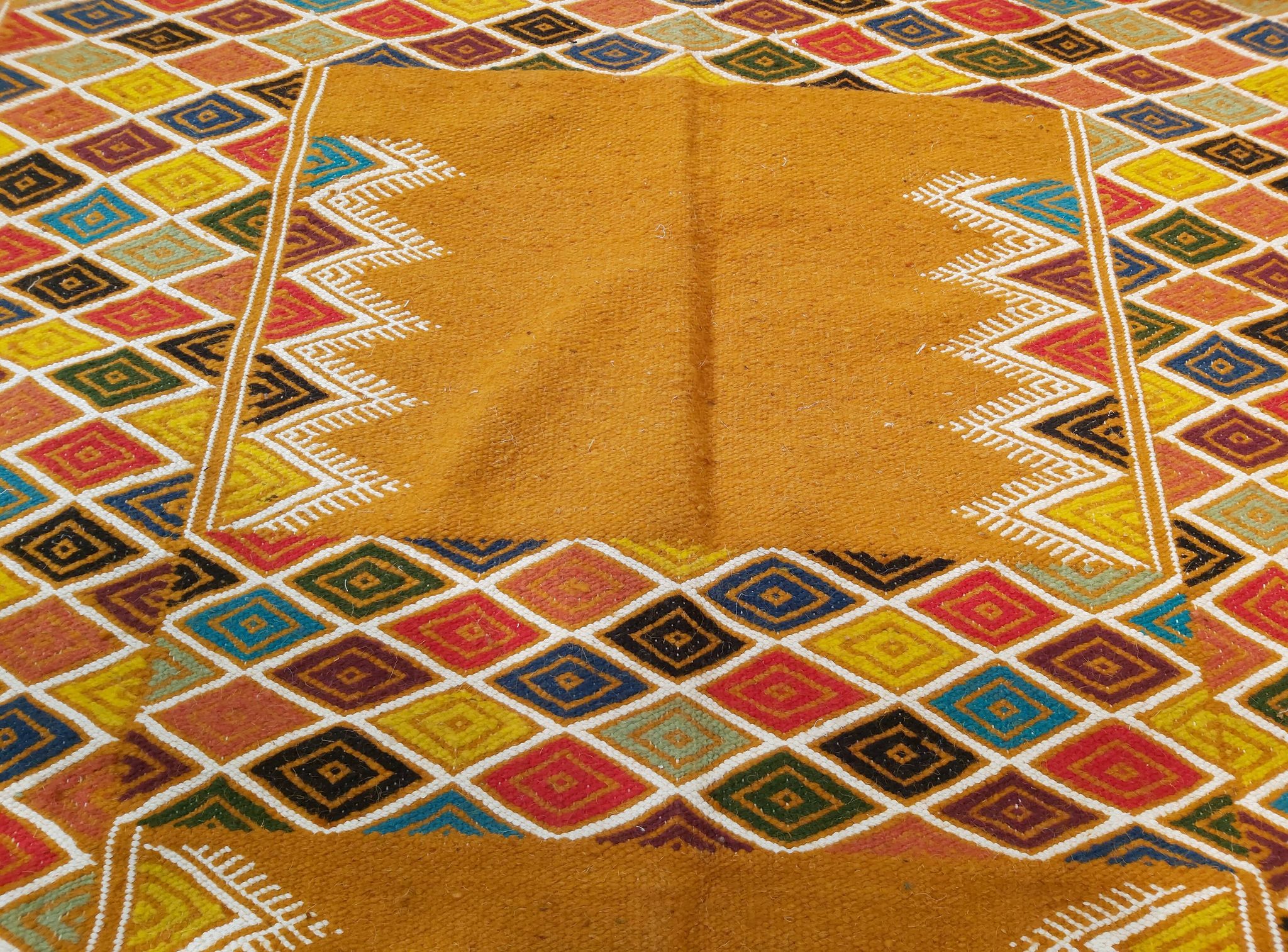 Handmade Berber colored patterned biker carpet  215 x120cm