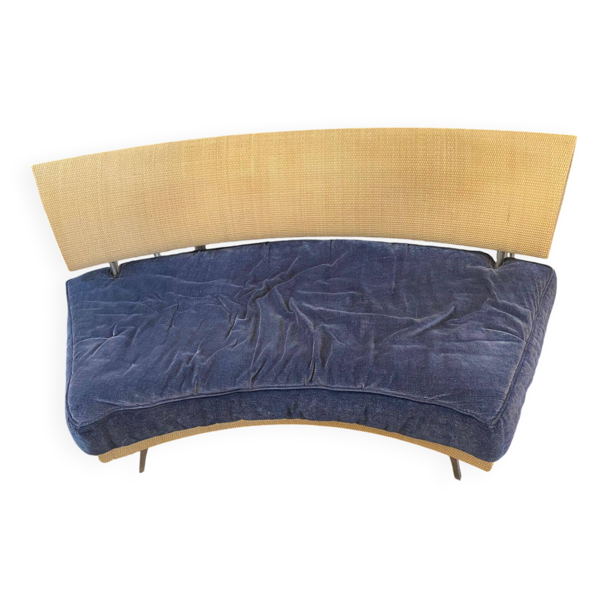 Blue velvet designer sofa