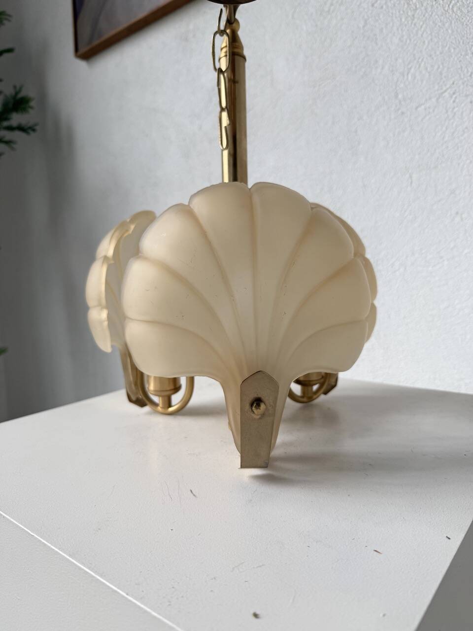 Shell and brass chandelier from the 70s