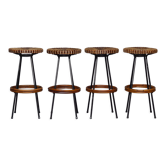 Rattan & bamboo barstools by Dirk van Sliedrecht for Rohé Noordwolde. 1950s. Set of 4