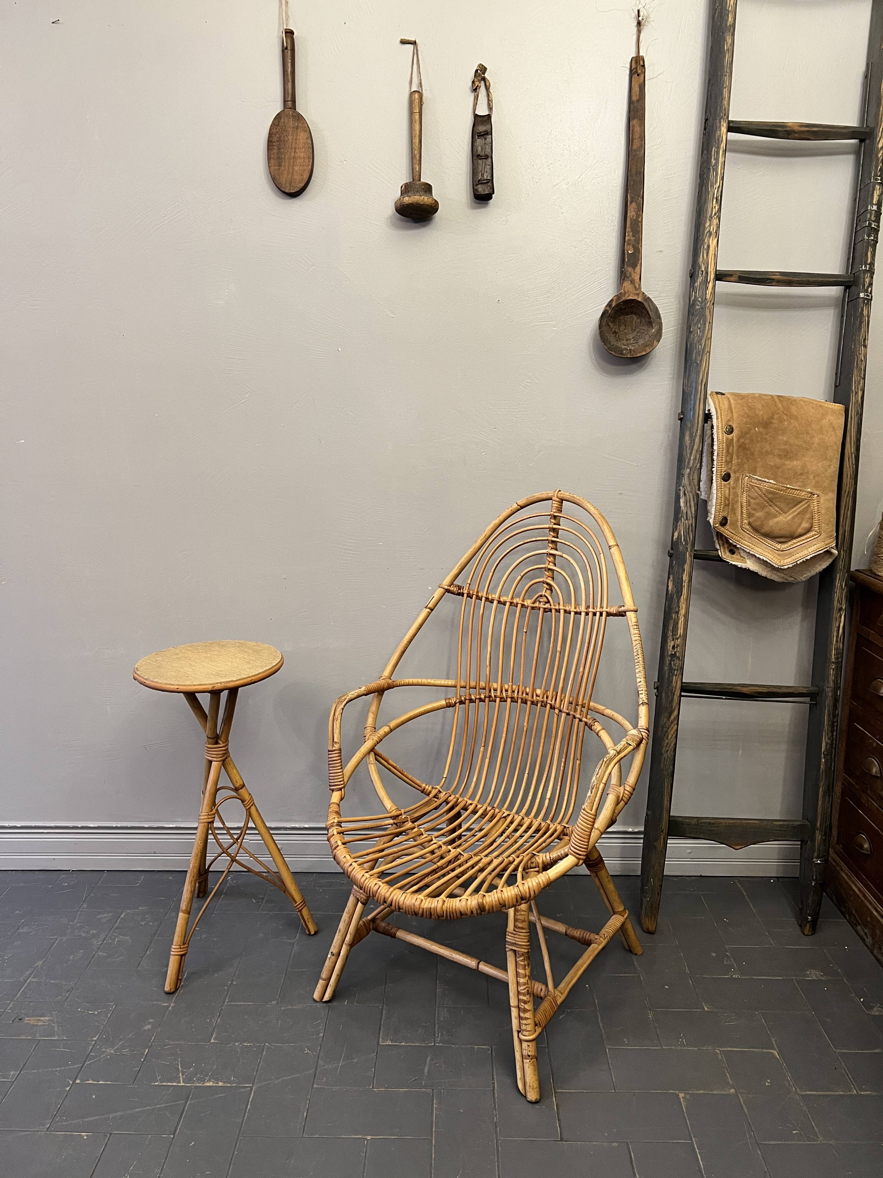 Fauteuil en rotin vintage