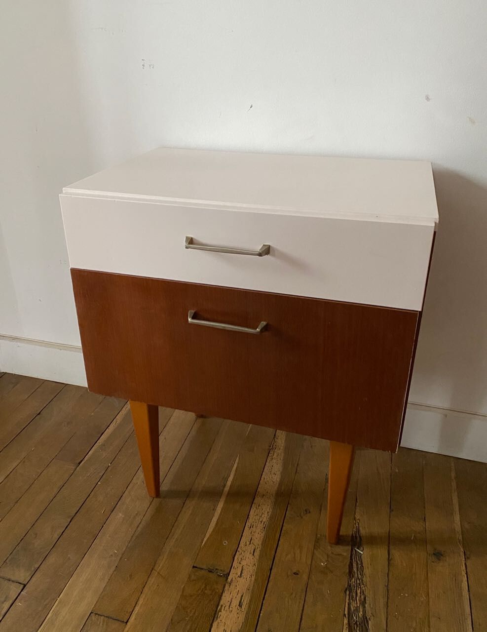 Wooden bedside table and nude