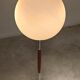 Modernist floor lamp in teak, chrome metal, opaline, Czechoslovakia 60s