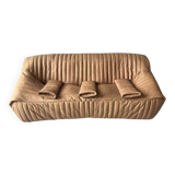 Camel leather 3-seater sofa attributed to Annie Hieronimus for Cinna Ligne Roset, 1973