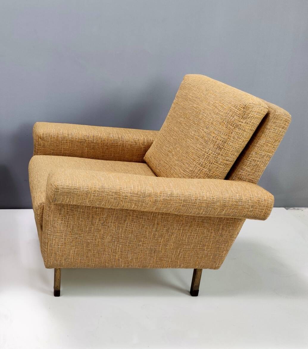 High-Quality Vintage Yellow Fabric Armchair, Italy