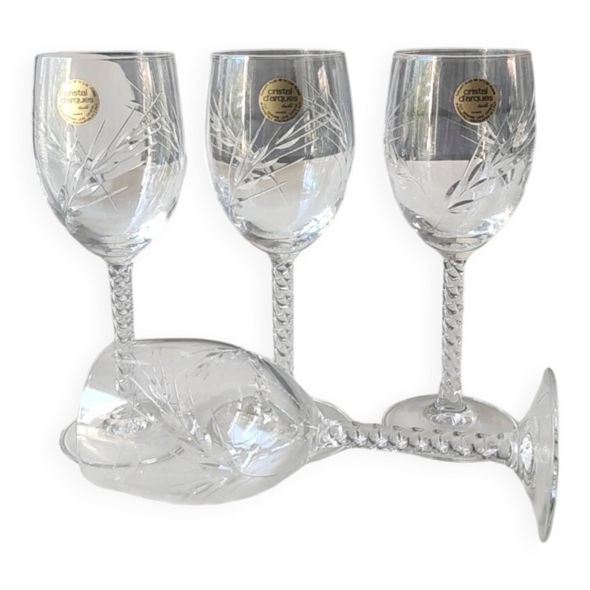 Lot of 4 large red wine glasses. Fleury cut Epi/Crystal Arques 24.5cl