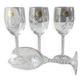 Lot of 4 large red wine glasses. Fleury cut Epi/Crystal Arques 24.5cl