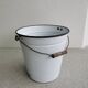 Set of 4 Vintage White Enamel Bucket Planter: 1970s EMO Celje Yugoslavia