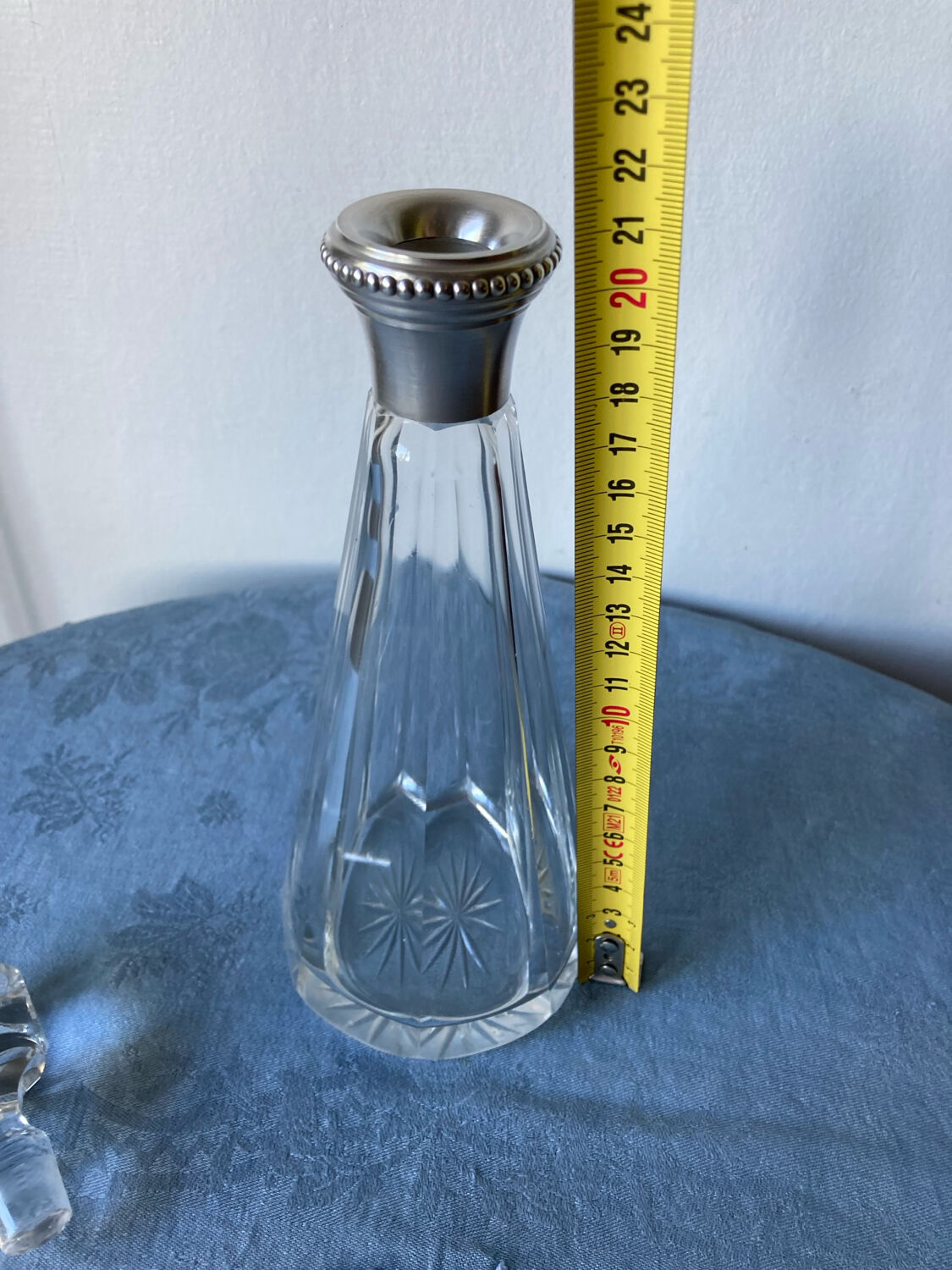 Art Deco crystal and sterling silver carafe