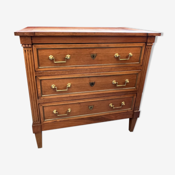 Chest of drawers louis XVI style, early twentieth in solid walnut