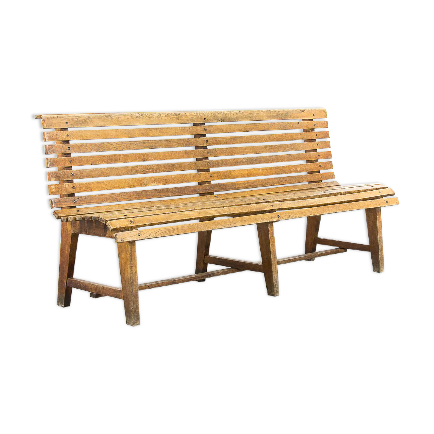 Wooden train station bench