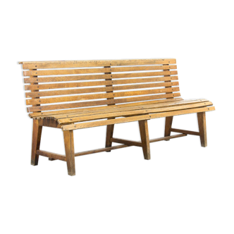 Wooden train station bench
