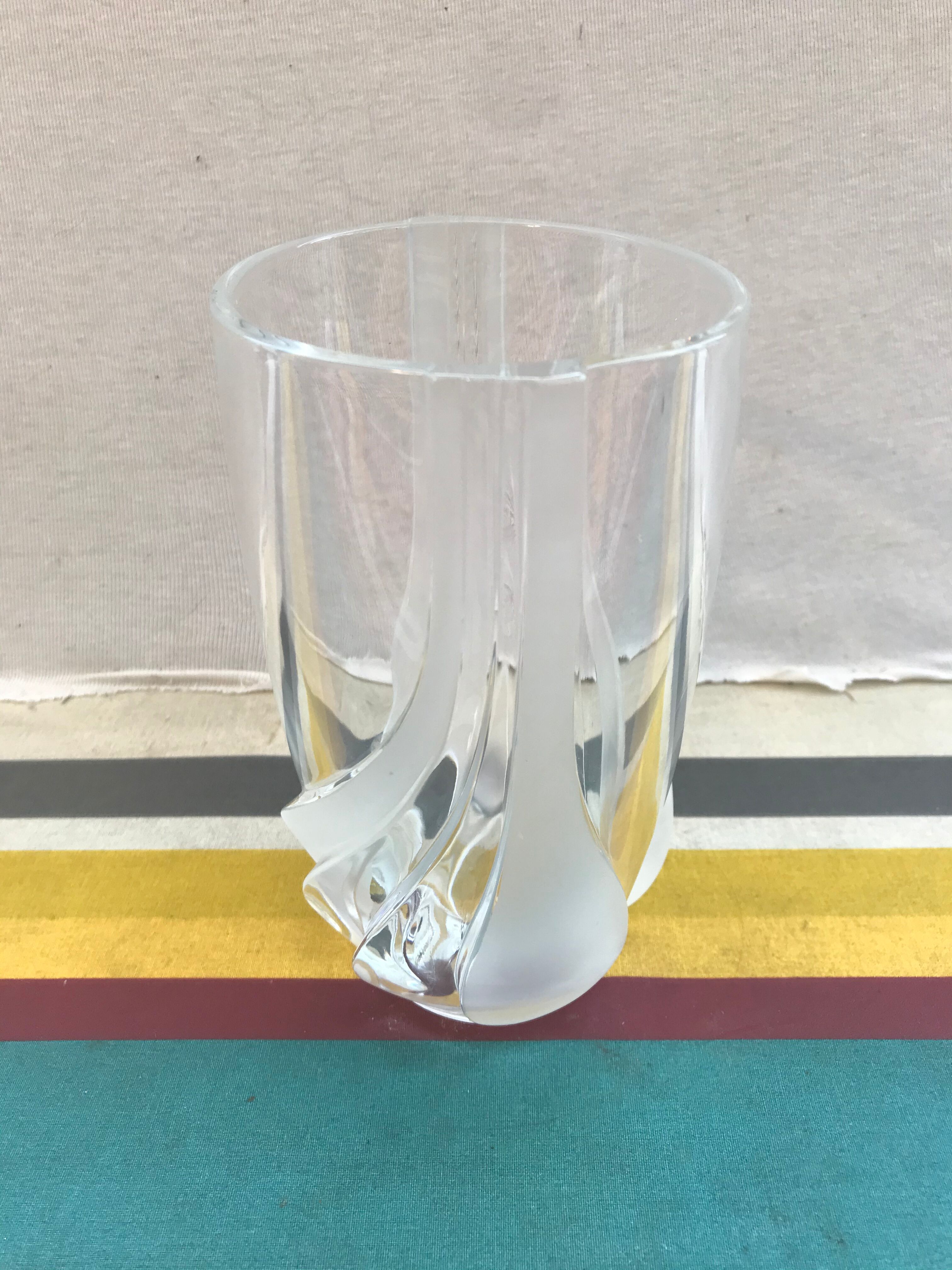 Ancient art deco moulded glass vase - vintage design decorated decor