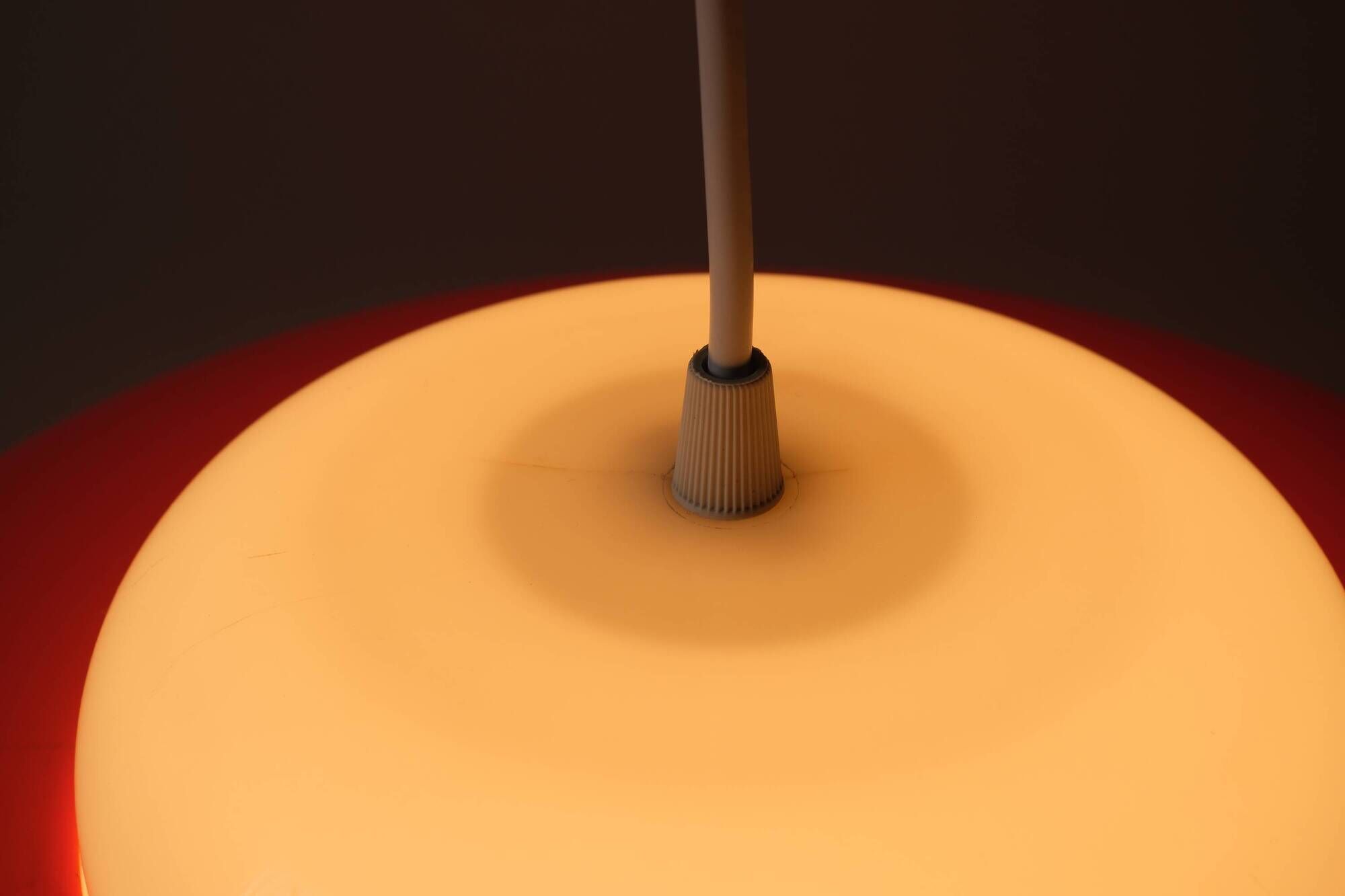 Fagerhults Belysning Pendant Lamp, Orange & White Acrylic, 1960s Space Age Design, Sweden
