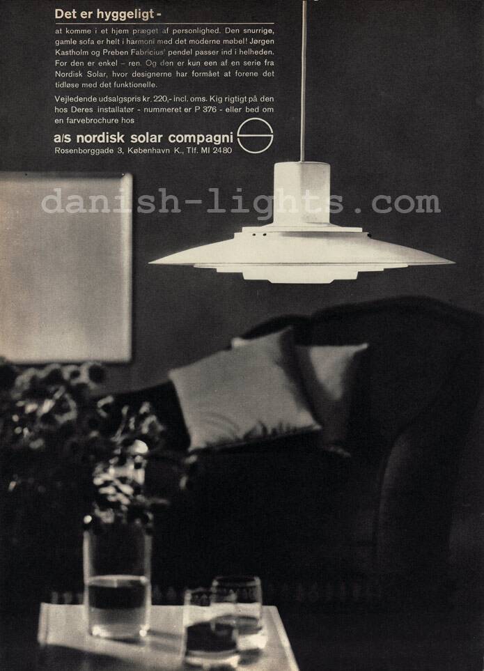Pendant light "P376" by Fabricius and Kastholm for Nordisk Solar Compagni. Denmark 1960s