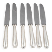 Christofle Versailles, 6 dessert knives, for dessert and cheese, silver-plated metal.