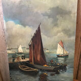 Marine on wood panel