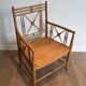 Vicario Armchair in Natural Wood Bamboo Style with Crossbars. Made in France.