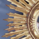 Sun mirror gilded with gold leaf Vintage 50s 42cm