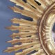 Sun mirror gilded with gold leaf Vintage 50s 42cm