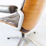 Chaise de bureau en cuir Stoll Giroflex par Karl Dittert moderne du milieu du siècle