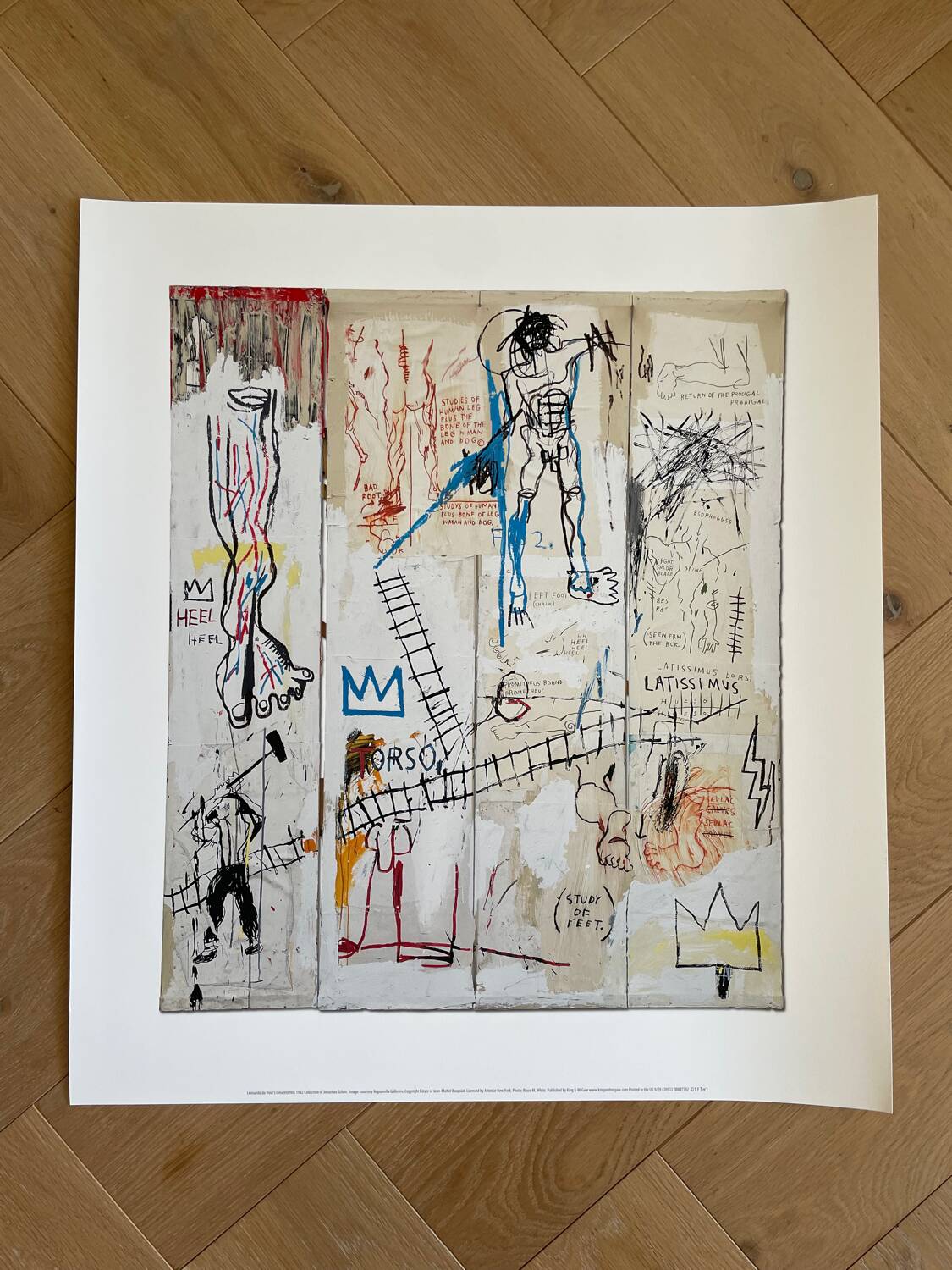 Jean Michel Basquiat (1960-1988), Leonardo da Vinci’s Greates Hits, 1982, Copyright Estate of Jean Michel Basquiat, Licensed by Artestar New York, Printed in UK