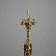 Neo‑Gothic Copper Church Candleholder Stamped “LL A Paris”, France ca. 1880