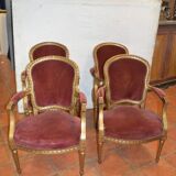 Fauteuils bergères en bois doré style louis xv  x 4