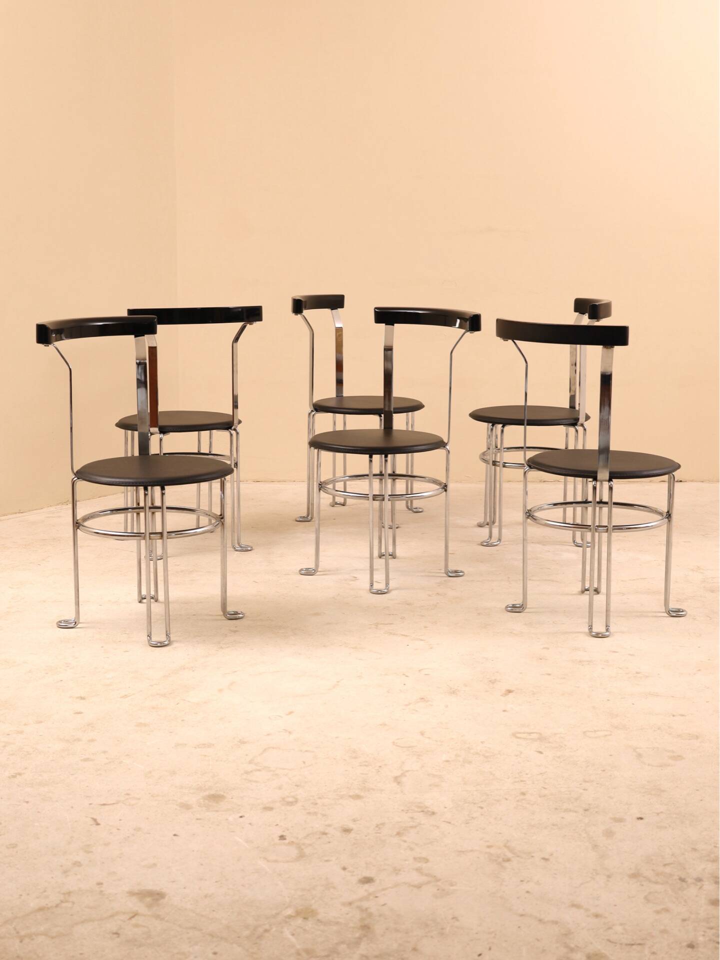 Tubular chairs, chrome steel, 1970s