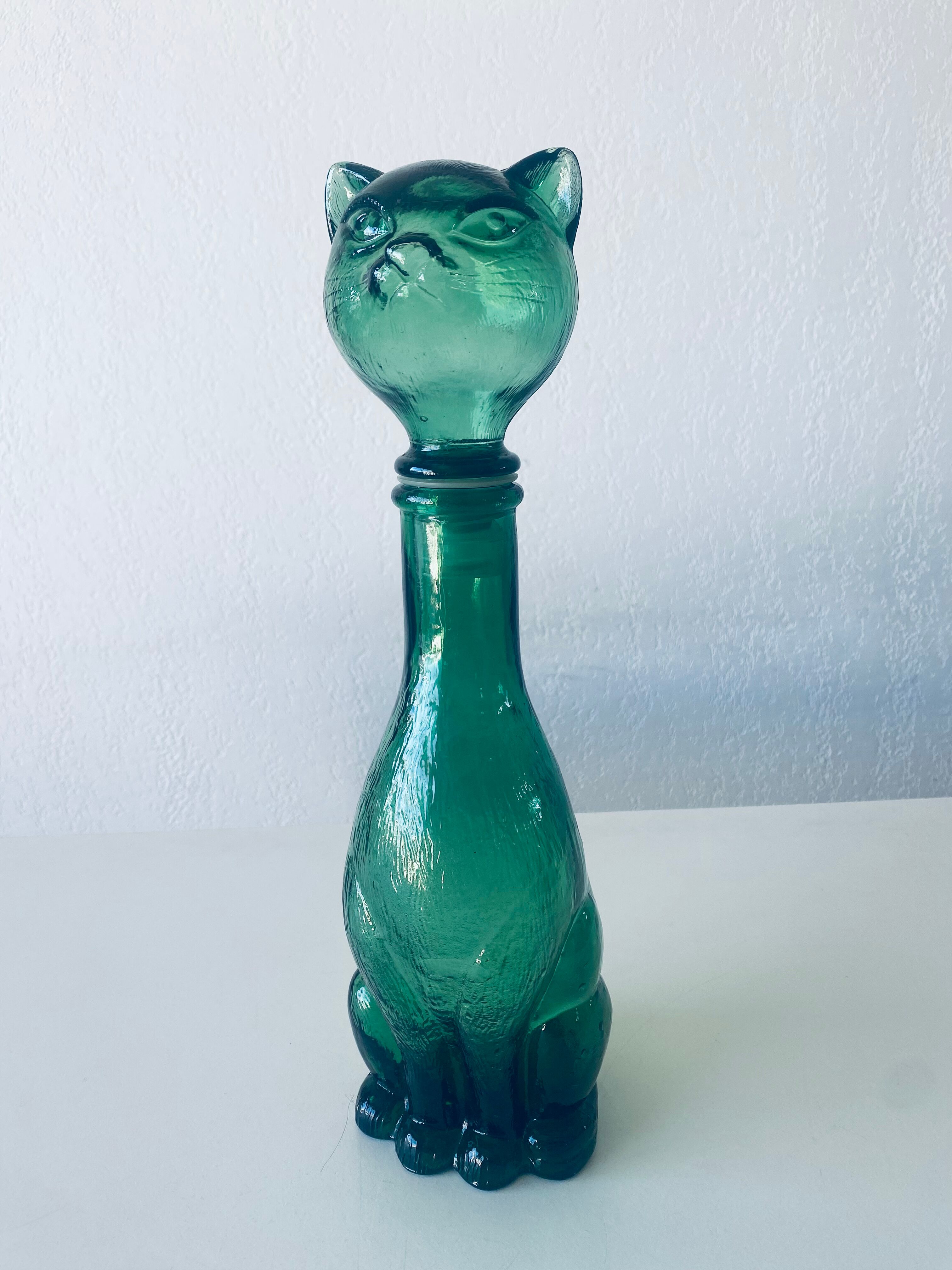 Vintage glass decanter in cat shape