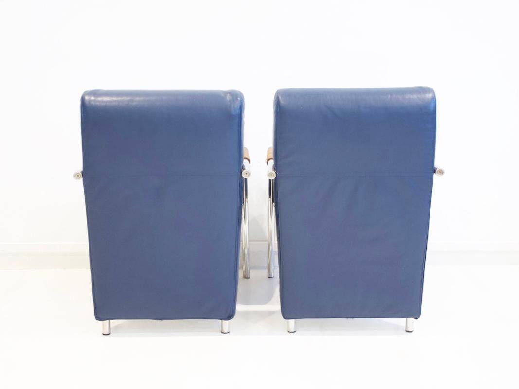 Pair of blue Niccola sun loungers by Andrea Branzi for Zanotta