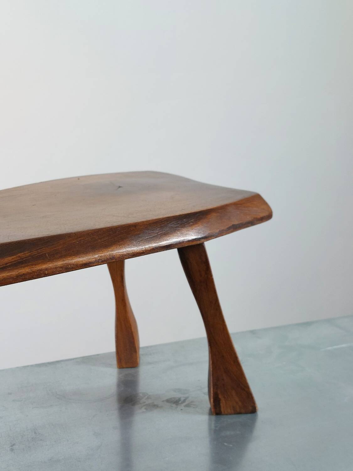 Vintage wooden brutalist milk stool