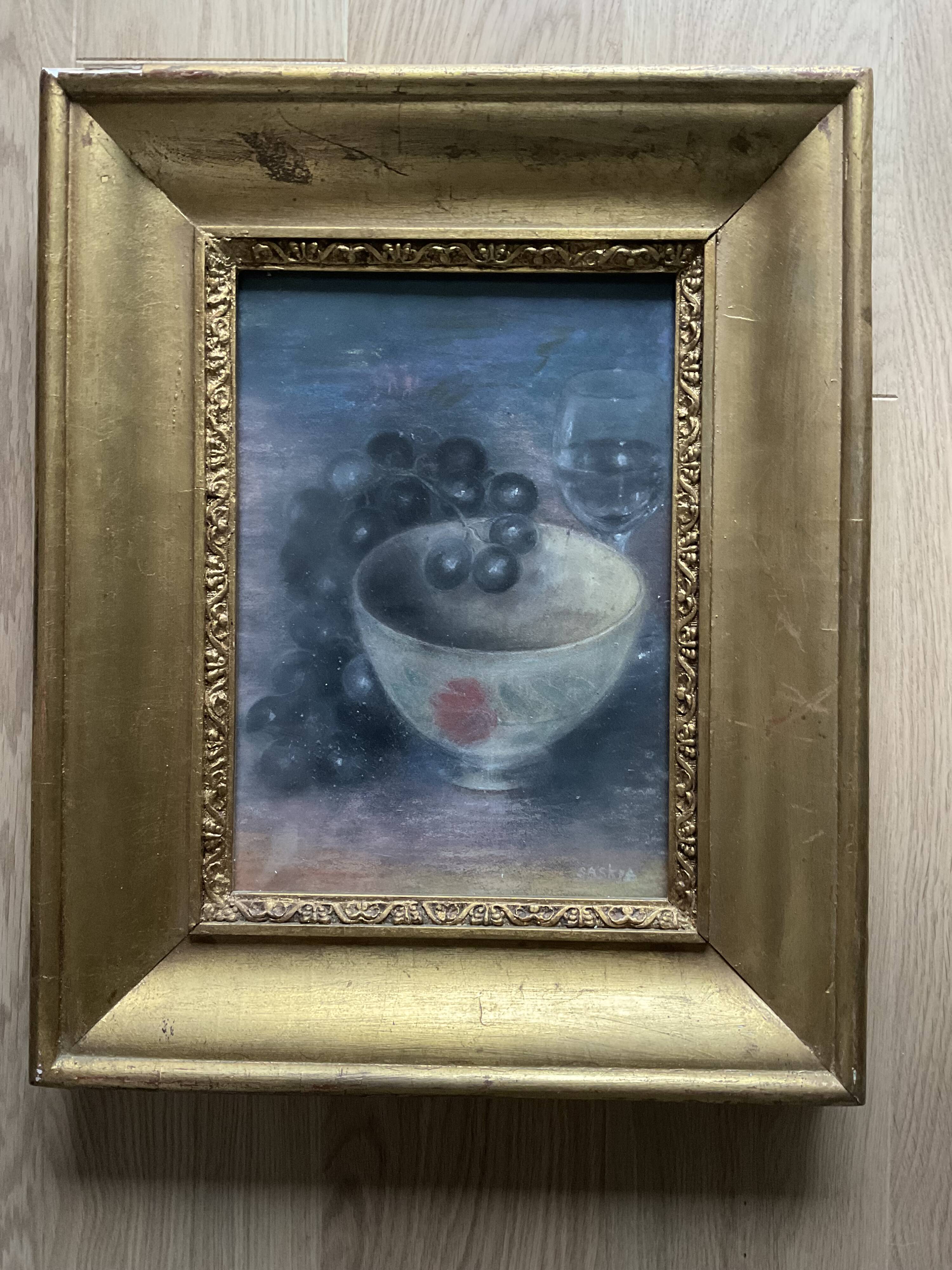 Tableau Nature morte au bol et raisins