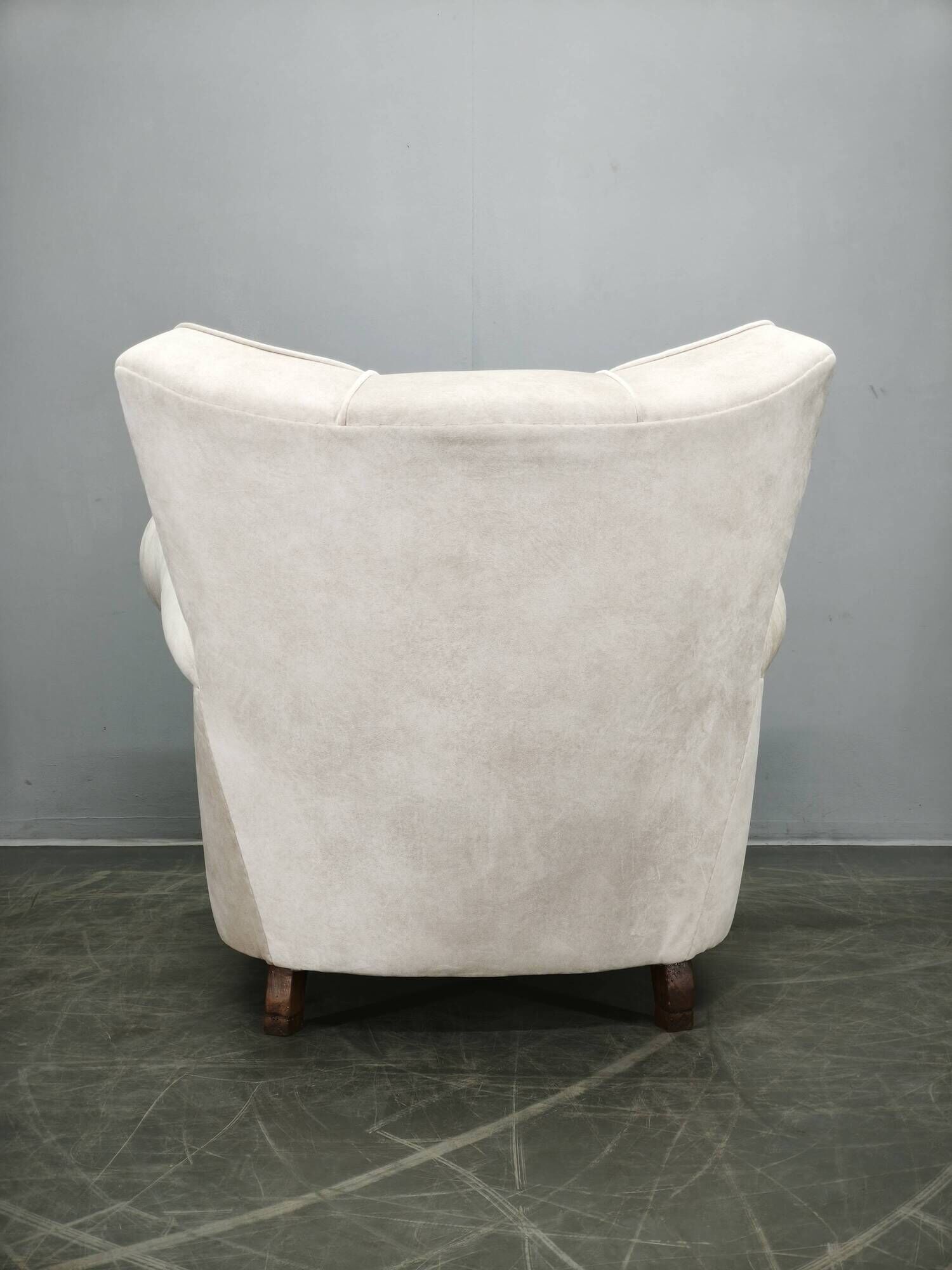 Italian Lounge Armchair in Beech Wood, Newly Upholstered, 1950s