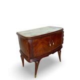 Tables de chevet plaquées en palissandre avec plateau en onyx vert