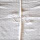 Vintage tablecloth in damask cotton white embroidered monogram CC 160x130 *D9*