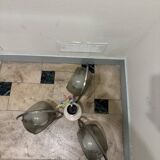 Vintage suspension with 3 smoked glass globes and chrome metal from the 1970s.