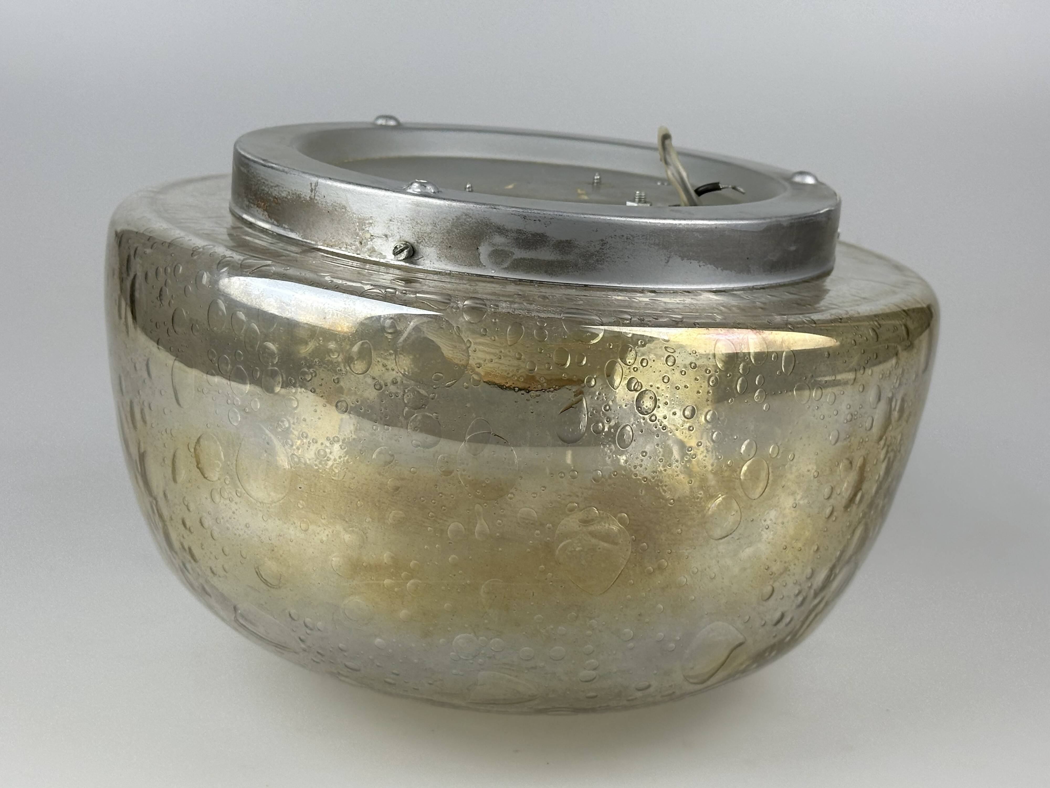 60s 70s ceiling lamp Plafoniere Flush Mount Böhmer Leuchten Germany Glass