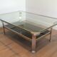 Table basse en chrome à double plateau en verre